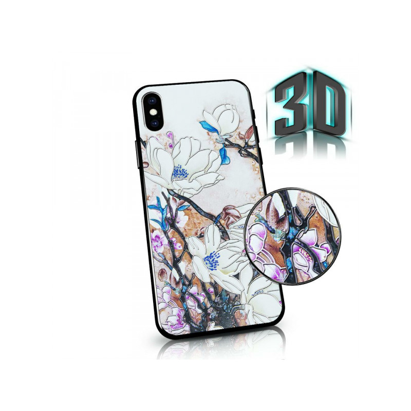 Viedtālruņa aizmugurējais vāciņš Huawei P40 Lite Flowers 3D Balta, Ar Dizainu