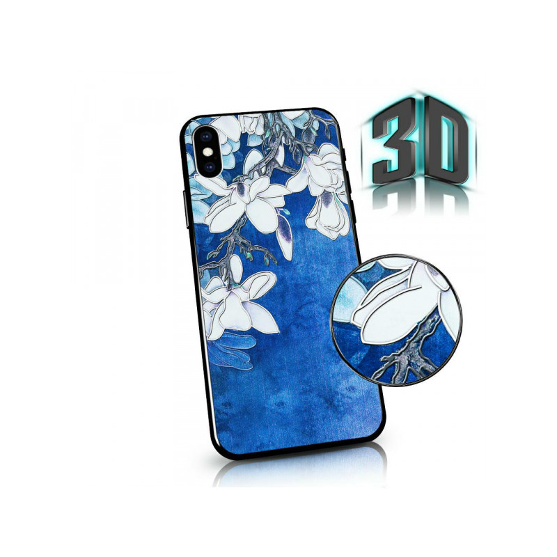 Viedtālruņa aizmugurējais vāciņš Apple iPhone 12 Mini Flowers 3D Blue, With Design