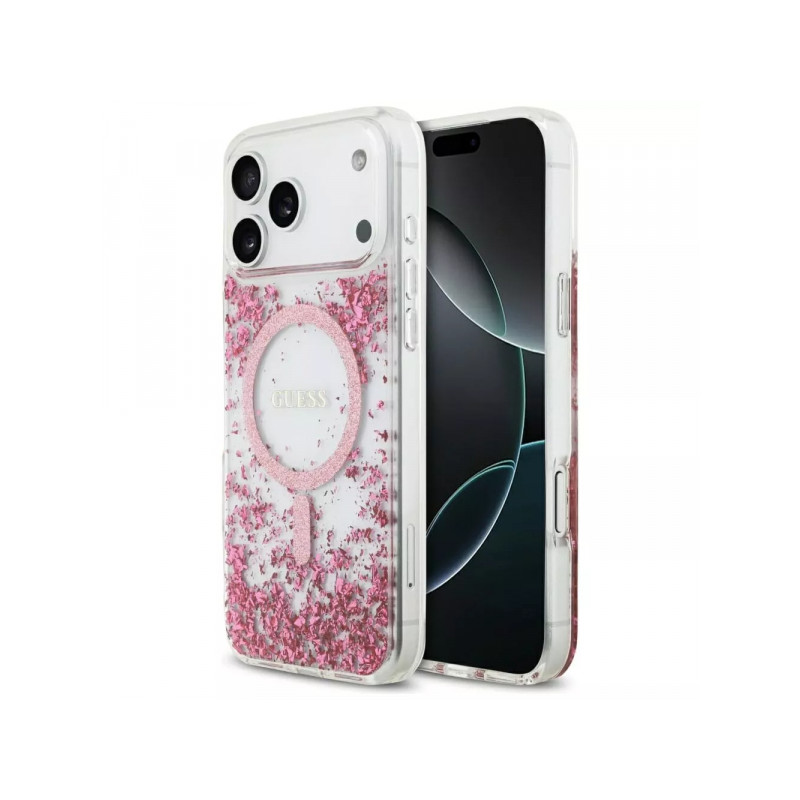 Viedtālruņa aizmugurējais vāciņš Apple iPhone 17 Pro Max Resin Bottom Glitter Pink, Transparent