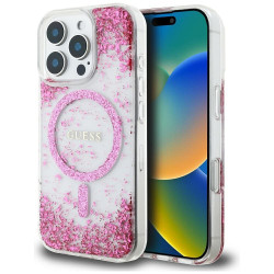 Viedtālruņa aizmugurējais vāciņš Apple iPhone 16 Pro Max Resin Bottom Glitter Pink, Transparent