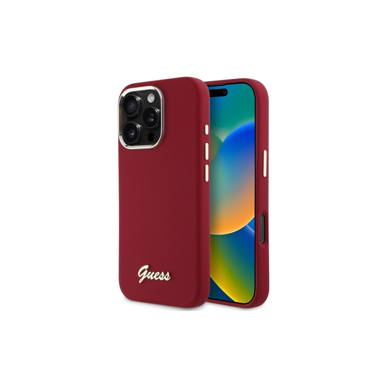 Viedtālruņa aizmugurējais vāciņš Apple iPhone 16 Pro Script Metal Logo Sarkana