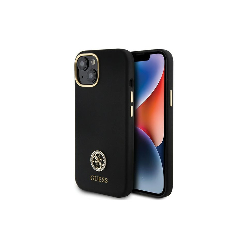 Viedtālruņa aizmugurējais vāciņš Apple Iphone 15 Logo Strass 4G Black