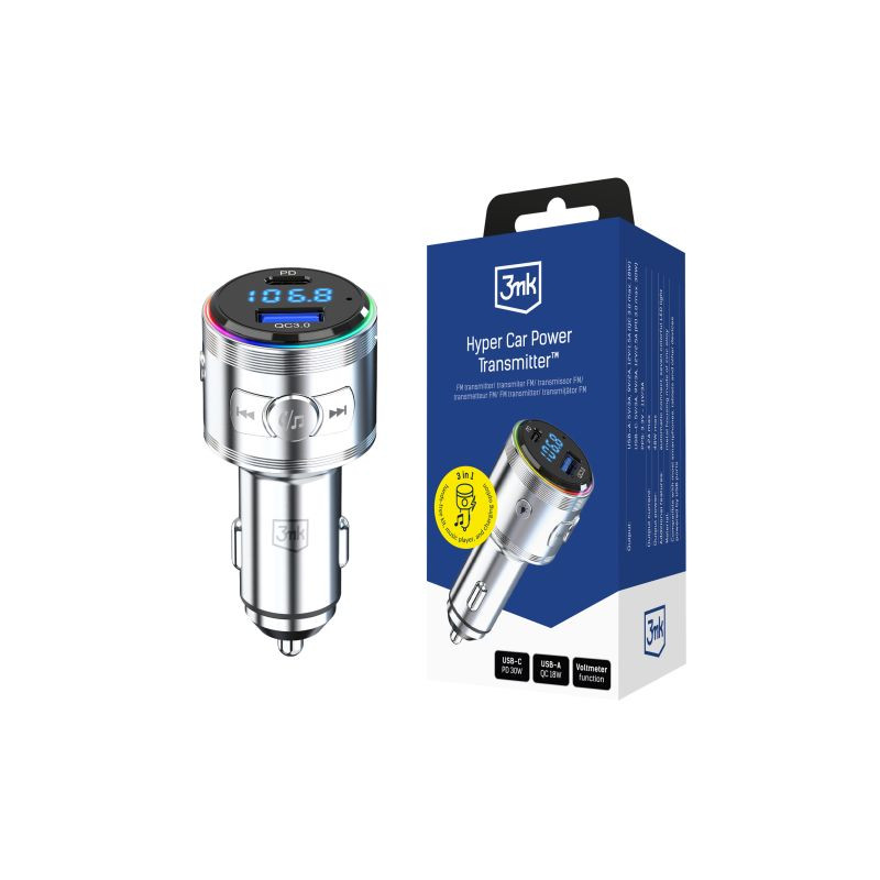 FM Modulators Car Power Transmitter 48W Sudraba