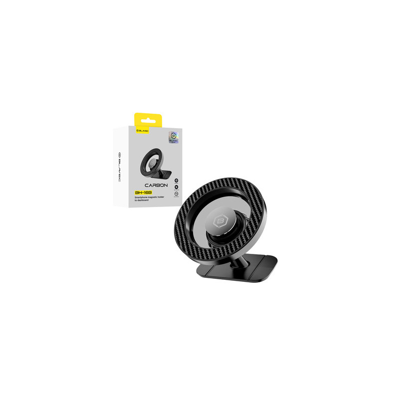 Viedtālruņa turētājs automašīnai Car holder BH-16B Carbon magnetic Magsafe Melna