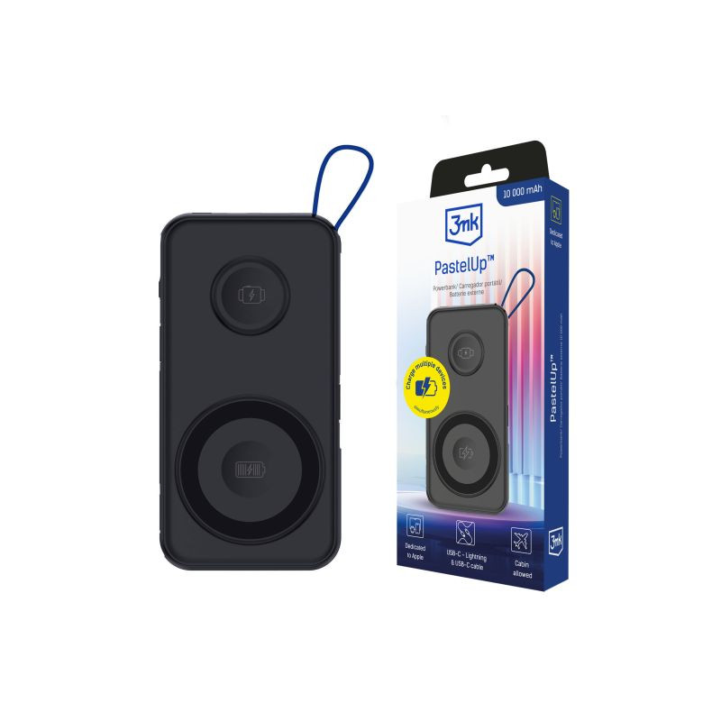 Ārējā baterija PastelUp 10,000mAh 22.5W Melna