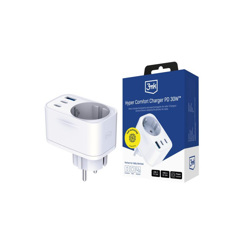 Strāvas adapteris Comfort Charger GaN 30W QC PD PPS 2C1A1S Balta