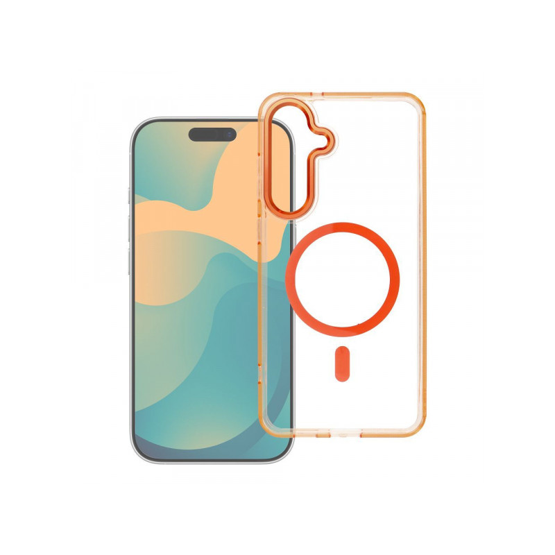 Viedtālruņa aizmugurējais vāciņš Samsung Galaxy A57 Clear Hybrid Premium Mag Oranža, Caurspīdīga