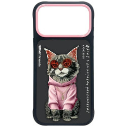 Nutitelefoni tagakaas Õun iPhone 17 Pro Glasses Cool Cat Must
