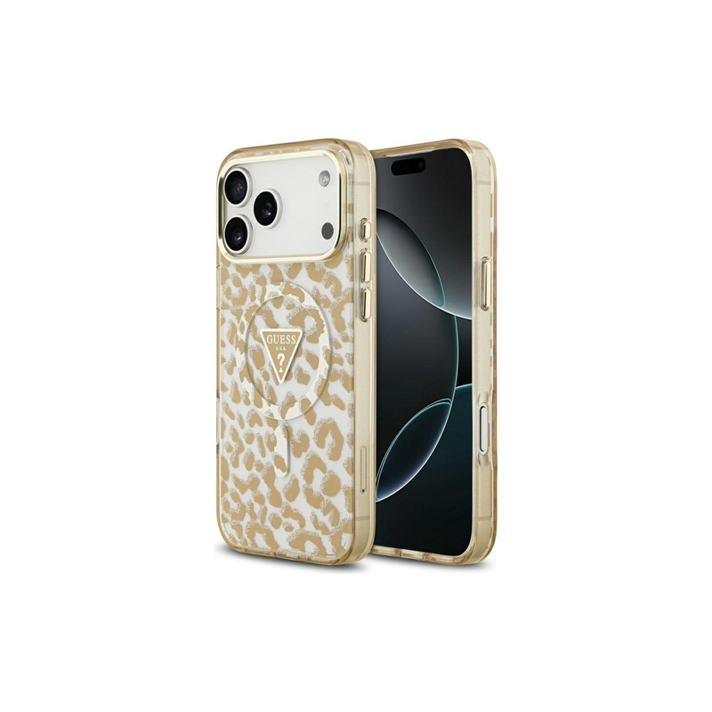 Viedtālruņa aizmugurējais vāciņš Apple iPhone 17 Pro Max Leopard Glitter Bēša