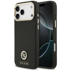 Nutitelefoni tagakaas Õun iPhone 17 Pro Max Grained Strass Logo MagSafe Must
