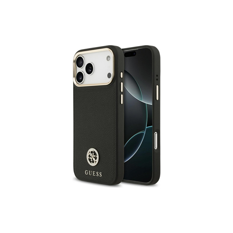 Viedtālruņa aizmugurējais vāciņš Apple iPhone 17 Pro Max Grained Strass Logo MagSafe Melna