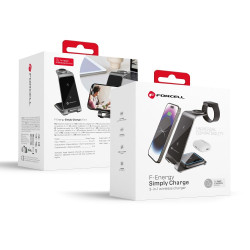 Juhtmevaba laadija Wireless charger Forcell FEnergy 3in1 Simply Charge aluminium compatible with Apple Watch and Samsung Hall