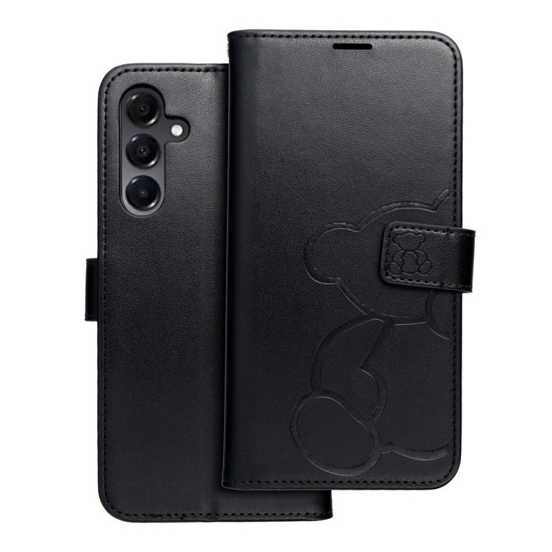 Viedtālruņa atveramais maciņš Samsung Galaxy A16 Teddy bear Melna