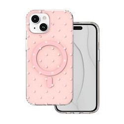 Viedtālruņa aizmugurējais vāciņš Apple Iphone 15 Bubble Dots Mag Persiks