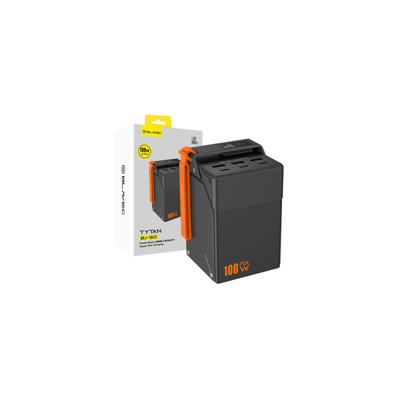 Väline aku 50000mAh BJ-50 Tytan 100W - 3x Type-C + 3x USB-A Must