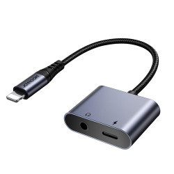 Kabeļa pārveidotājs SY-L01 Lightning to Lightning / 3.5 mm mini jack DAC adapter 2in1 Melna