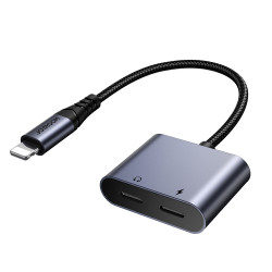 Kaablimuundur SY-L02 Lightning to 2x Lightning DAC adapter 2in1 Must