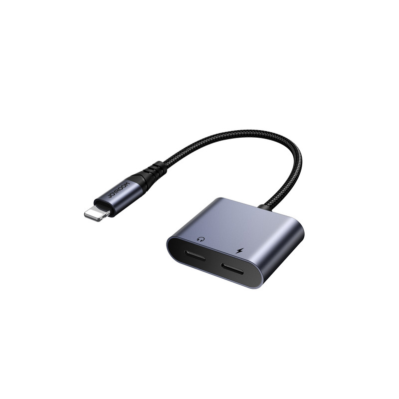 Kabeļa pārveidotājs SY-L02 Lightning to 2x Lightning DAC adapter 2in1 Melna