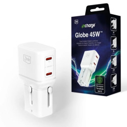 Strāvas adapteris incharge Globe 45W 2C PD QC4 Balta