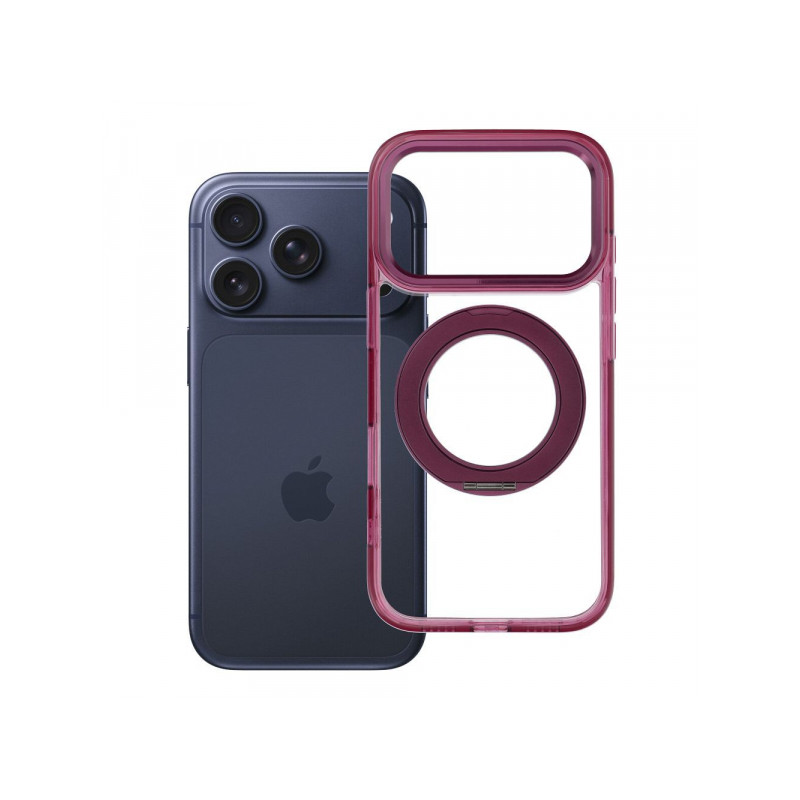 Nutitelefoni tagakaas Õun iPhone 18 Pro Frame Circle Stand Kirss, Läbipaistev
