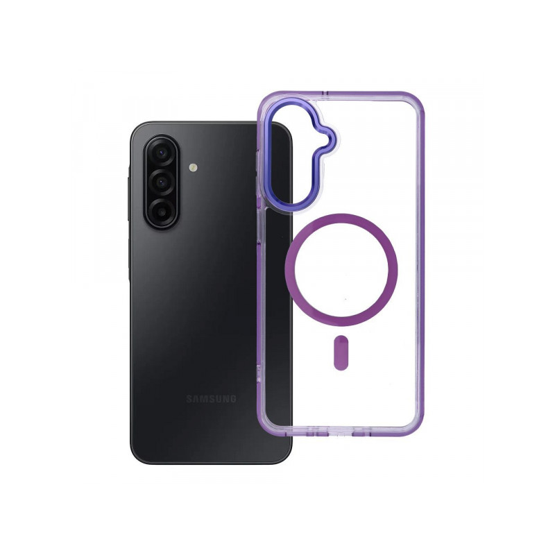 Nutitelefoni tagakaas Samsung Galaxy A18 Clear Hybrid Premium Mag Läbipaistev, Violetne