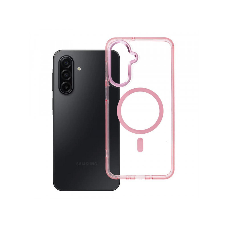 Nutitelefoni tagakaas Samsung Galaxy A18 Clear Hybrid Premium Mag Roosa, Läbipaistev