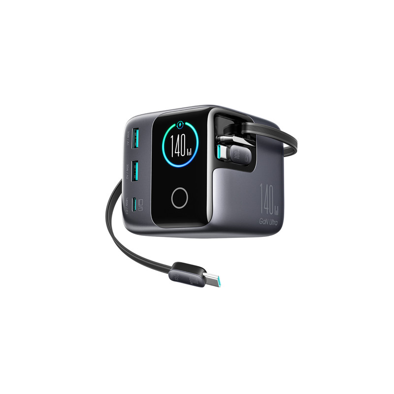 Toiteadapter Podix JR-TRD01 GaN 140W Desktop Charger with 5 Ports and Dual Retractable Cables Tumehall
