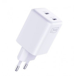 Toiteadapter Laadija 45W PD USB-C x2 Valge