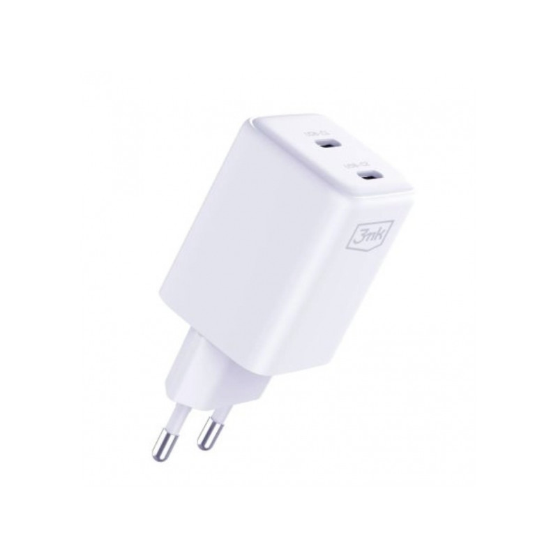 Toiteadapter Laadija 45W PD USB-C x2 Valge